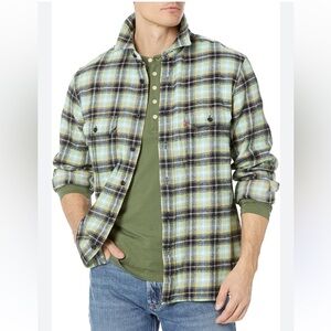 Levi's The Worker Relaxed Fit Flannel Green and Blue Plaid Shirt NWT